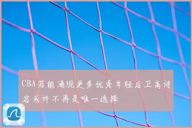 CBA若能涌现更多优秀年轻后卫高诗岩或许不再是唯一选择