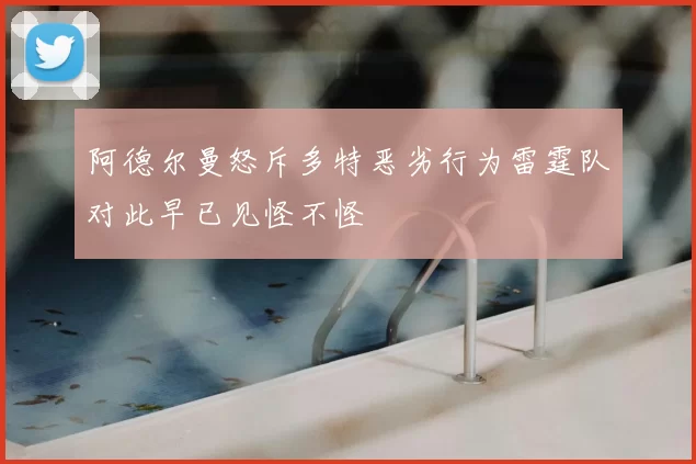 阿德尔曼怒斥多特恶劣行为雷霆队对此早已见怪不怪